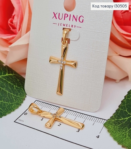 Крестик, с камешками в центре, 2,5*1,5см, Xuping 18K 130505 фото 1
