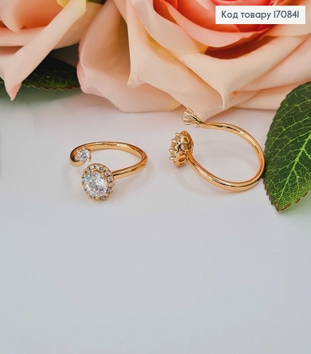 Кольцо "Диор" с двумя камешками, Xuping 18K 170841 фото 1