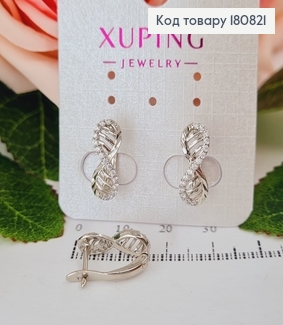 Сережки родовані "Безкінечність" з камінцями (англ.застібка), 1,5*0,5см, Xuping 180821 фото