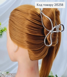 Краб металл в виде бантика, серебряного цвета, 11,5см. 215258 фото