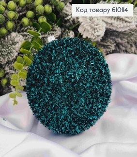 Іграшка куля 100мм Їжачок СМАРАГДОВИЙ колір, новорічні прикраси пластикові, Україна 610114-1 фото