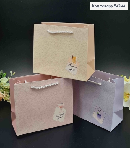 Пакет бумажный "Коктейль" 19,5*14,5*8,5 см в ассорт. 542144 фото 1