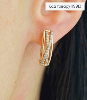 Серьги украшены Блестящими камешками, 1,6см, англ застежка, XUPING 18K 119913 фото