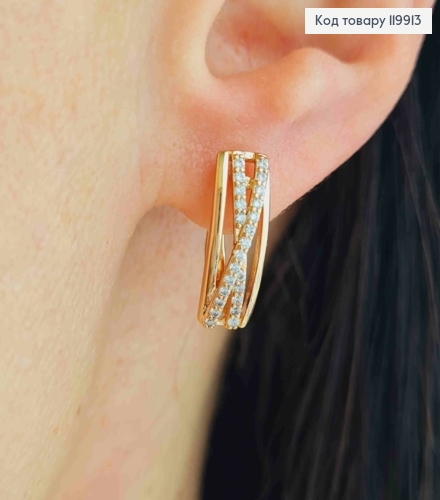 Серьги украшены Блестящими камешками, 1,6см, англ застежка, XUPING 18K 119913 фото 1