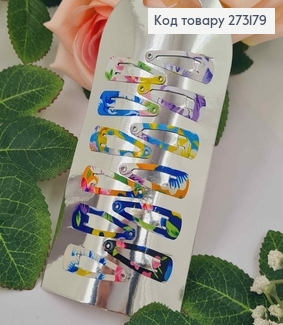 Заколка тік-так, з хаотичними кольоровими малюнками, 3см, 12шт/уп 273179 фото