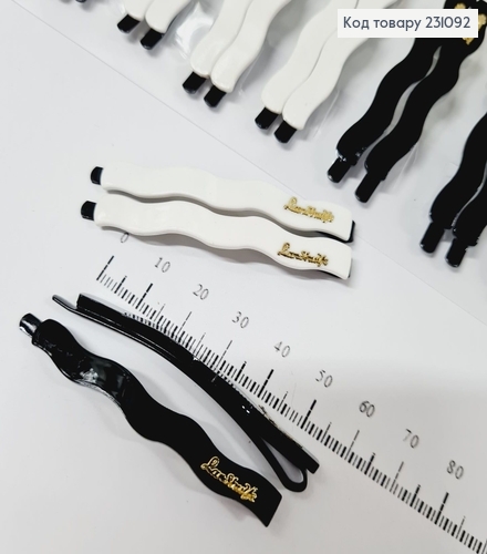 Заколка невидимка металл 6,3 см черная/белая 2 шт / уп  231092 фото 1
