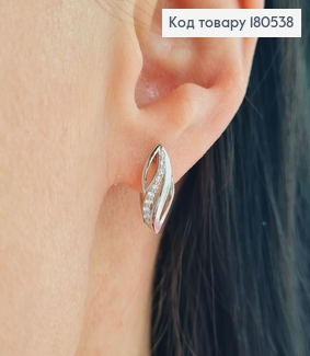 Серьги родированые Волны, английская застежка 1,6*0,6см Xuping 180538 фото