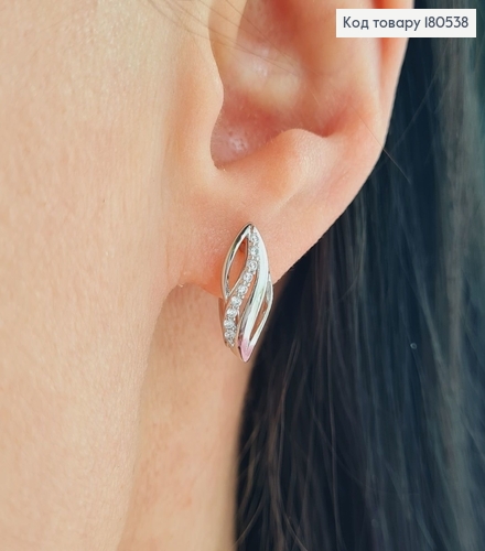 Серьги родированые Волны, английская застежка 1,6*0,6см Xuping 180538 фото 1
