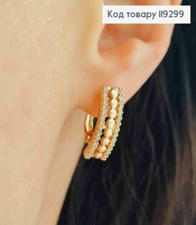 Серьги "Грация" украшены Блестящими камешками, 1,7см, английская застежка, XUPING 18K 119299 фото