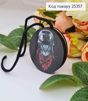 Ароматизатор в авто, дерев'яний, Котик в червоній бандані, 5см, (без запаху) 25357 фото