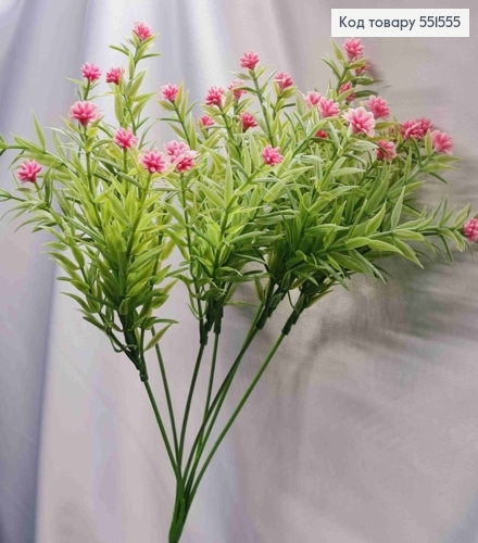 Искусственная композиция Мелкоцвет, РОЗОВОГО цвета, 7 веточек на металлическом стержне, высота 35см 551555 фото 2