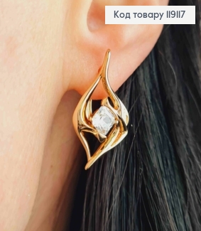 Серьги украшены Большим Блестящим камнем, 2,5см, английская застежка, XUPING 18K 119117 фото