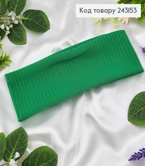 Повязка, мустанг рубчик, САЛАТОВАЯ, 22*7,5см, ручная работа, Украина. 243153 фото