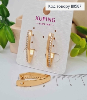 Серьги "Стрели" с Блестящими камешками, 1,9см, английская застежка, Xuping 18К 118587 фото