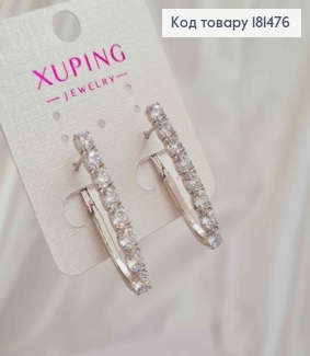Сережки родовані стріли, з Великими Блискучими камінцями в один рядок, 3,2см, англ застібка, Xuping 181476 фото
