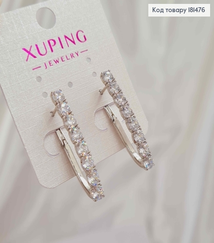 Серьги стрелы, с Большими Блестящими камнями в одну строку, 3,2см, англ застежка, Xuping 181476 фото 1