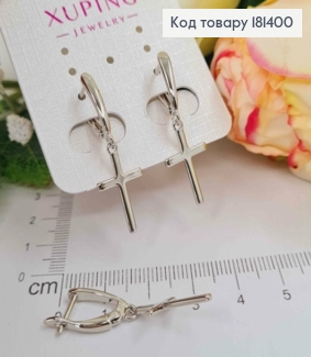 Сережки родовані, з підвіскою Хрестиком 1,5см, англ. заст. Xuping 181400 фото