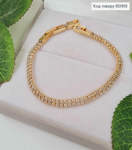 Браслет, с двумя рядами камней шир.4мм, дл.17+2,5см, Xuping 18K 150901 фото 1
