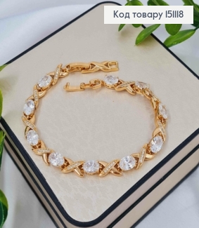 Браслет с Блестящими камешками, дл. 17+2см, Xuping 18K 151118 фото