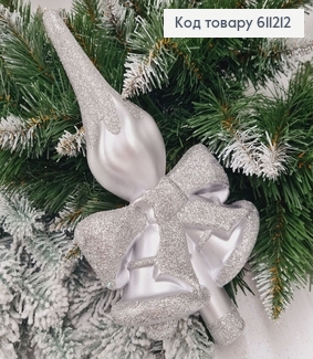 Верхівка на ялинку Блиск Бант СРІБЛО, 27*13см, Україна 611212 фото