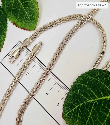 Цепочка родованная, Плетение косичка, шир. 4мм, дл. 60см, Xuping 190323 фото 1