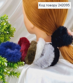 Резинка пушок, темные цвета в ассорт, 8см 242095 фото