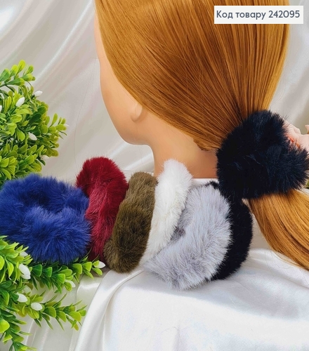 Резинка пушок, темные цвета в ассорт, 8см 242095 фото 1