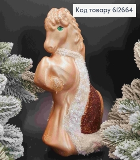 Фигурка "КОНЬ в шубе", ПУДРА, размер 20*12см, пластиковая новогодняя фигурка, Украина 612664 фото