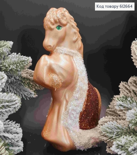 Фигурка "КОНЬ в шубе", ПУДРА, размер 20*12см, пластиковая новогодняя фигурка, Украина 612664 фото 1