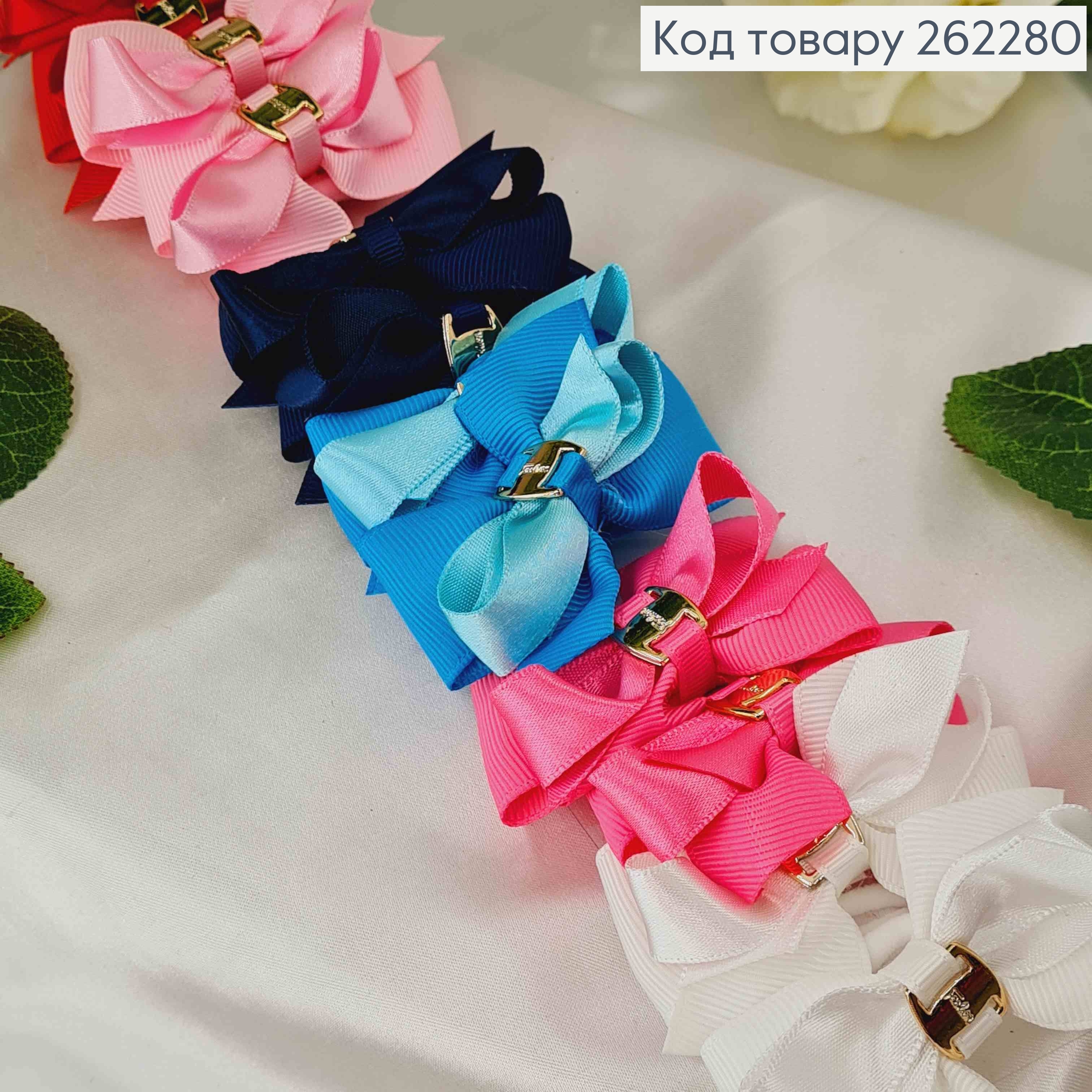 Резинка Бант двойной, репсовый с атласным, 6,5см, цвета в ассорт. 262280 фото 2