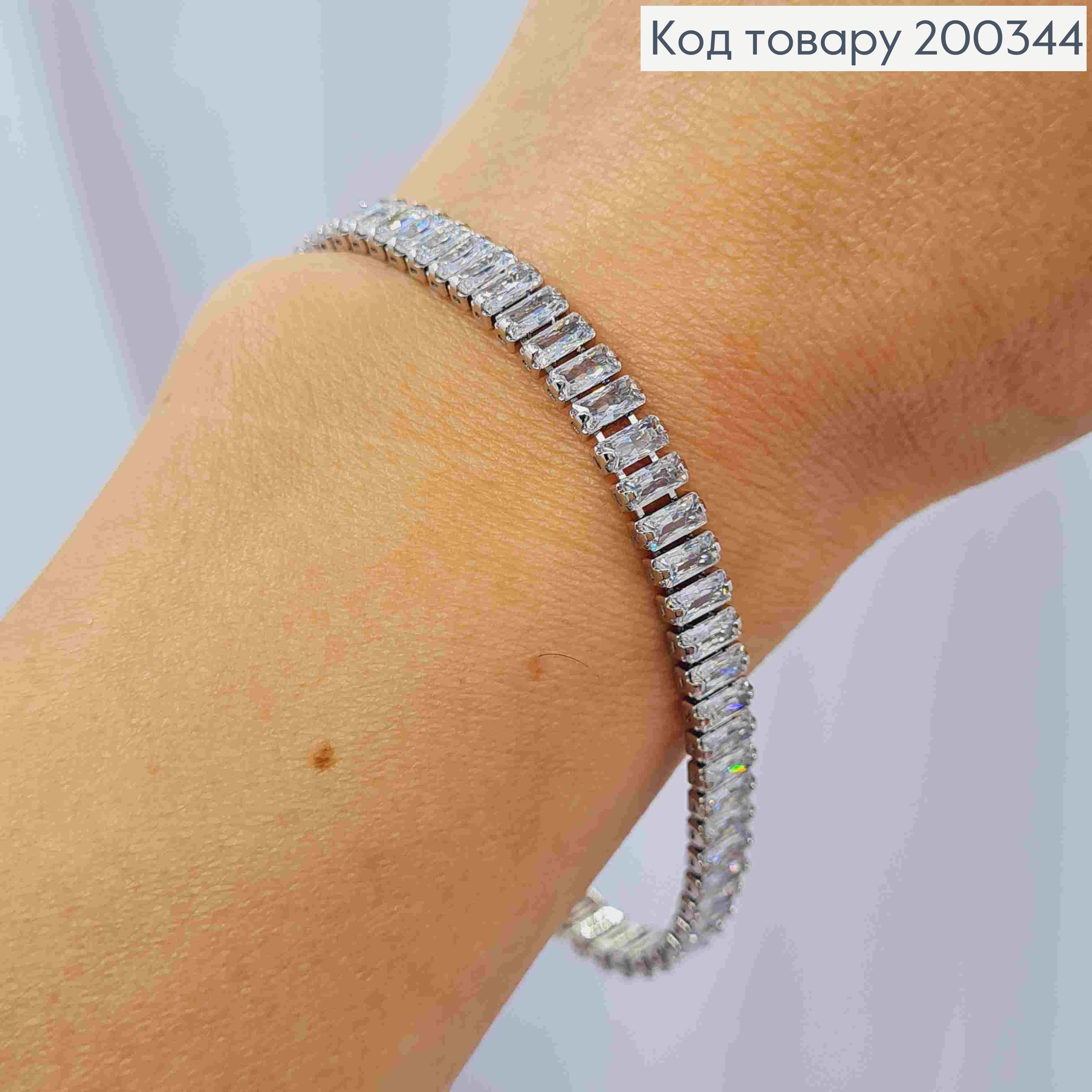 Браслет родованный из Блестящих камней, длина 16,5+2см, Xuping 200344 фото 1