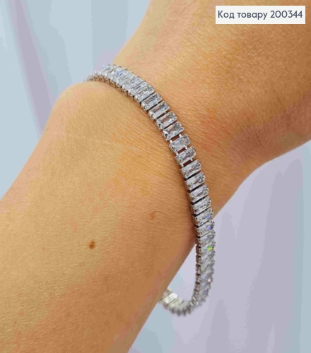 Браслет родованный из Блестящих камней, длина 16,5+2см, Xuping 200344 фото 1