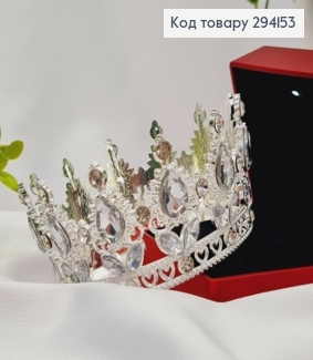 Корона под Серебро, "Изысканная" с блестящими камнями, диаметр 10см, высота 4,5см (можно на торт) 294153 фото