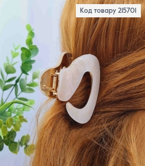 Краб металл "Овальный" с акриловой пластиной, 6см, перламутрового цвета 215701 фото