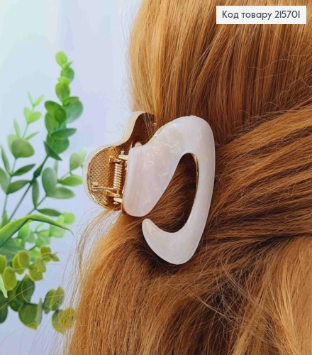 Краб металл "Овальный" с акриловой пластиной, 6см, перламутрового цвета 215701 фото 1