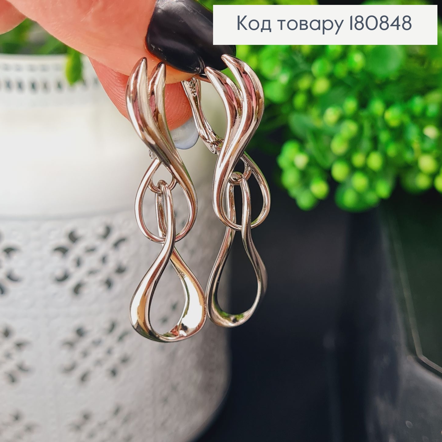 Сережки родированые "Плетеные" (англ.застежка), 5,5*1см, Xuping 180848 фото 2