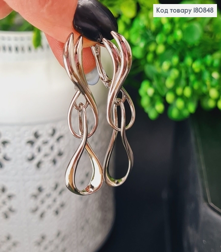 Сережки родированые "Плетеные" (англ.застежка), 5,5*1см, Xuping 180848 фото 2