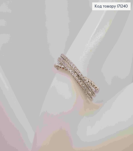 Кольцо родованное "Блеск" украшено Блестящими камнями в два ряда, Xuping 171240 фото 2