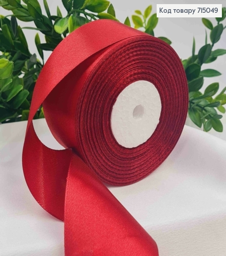 Стрічка атласна БОРДОВА (колір 152), ширина 5см, довжина 36 ярдів (33м) 715049 фото 1