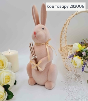 Заяц бархат ПУДРА  с  ивой  13х29 см 282006 фото
