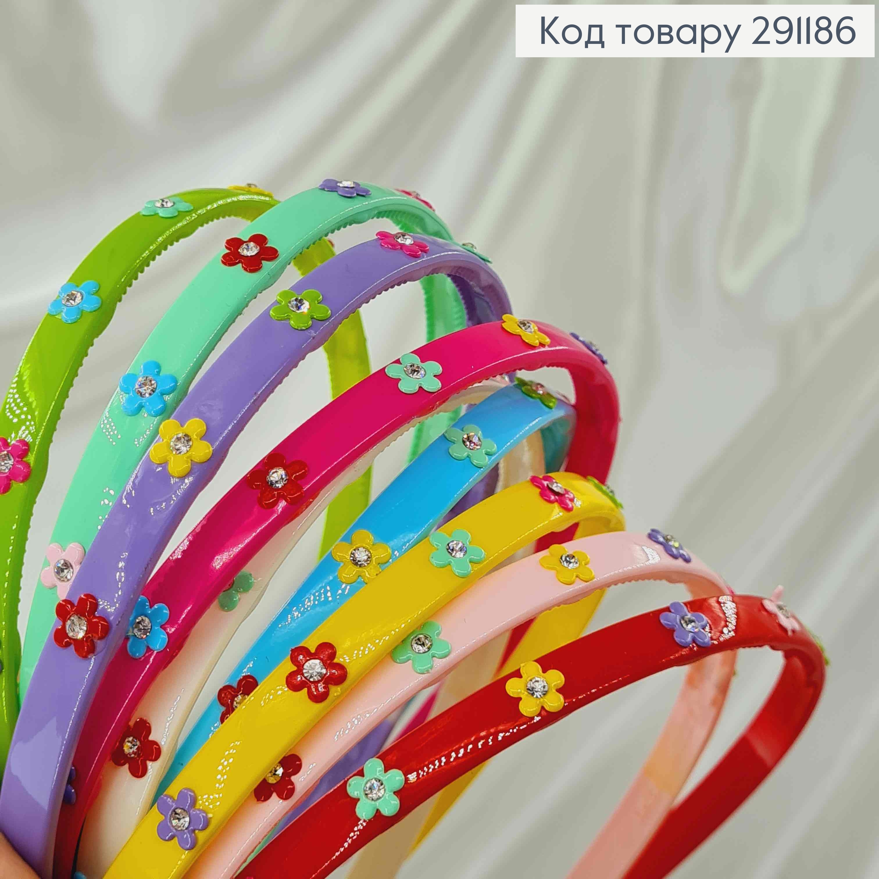 Обруч пластик, с цветными цветочками 0,7см, светлые цвета в ассорт. 291186 фото 3