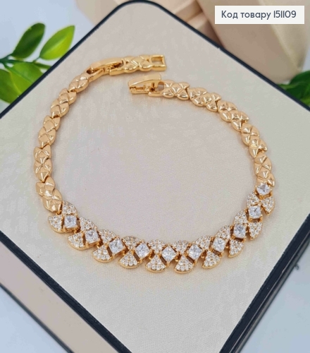 Браслет "ГРАЦИЯ" с Блестящими камешками, длина 17+2,5см, Xuping 18K 151109 фото 1