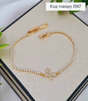 Браслет с Нежной Бабочкой украшен Блестящими камешками, дл. 16+2см, Xuping 18K 151117 фото