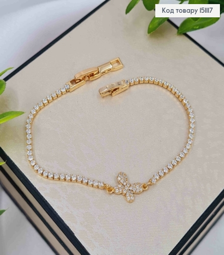 Браслет с Нежной Бабочкой украшен Блестящими камешками, дл. 16+2см, Xuping 18K 151117 фото 1