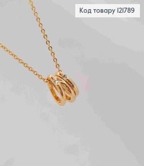 Цепочка ЯКОРНОЕ плетение с подвесными кольцами с блестящими камешками, длина 45+5см, Xuping 18K 121789 фото