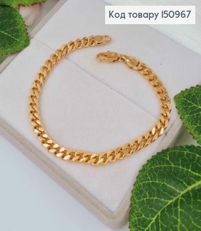 Браслет плетение панцирное плосчке 19см, ширина 5мм, Xuping 18K. 150967 фото