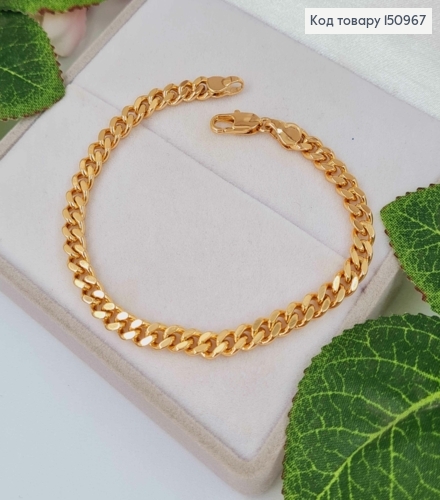 Браслет плетение панцирное плосчке 19см, ширина 5мм, Xuping 18K. 150967 фото 1