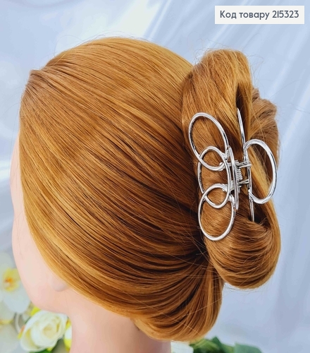 Краб металл, серебряного цвета, три колечка 7см, 215323 фото 3