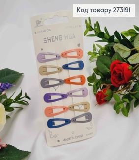 Заколки (12шт) Тік-так дитяча,3см,  матові різнокольорові 273191 фото