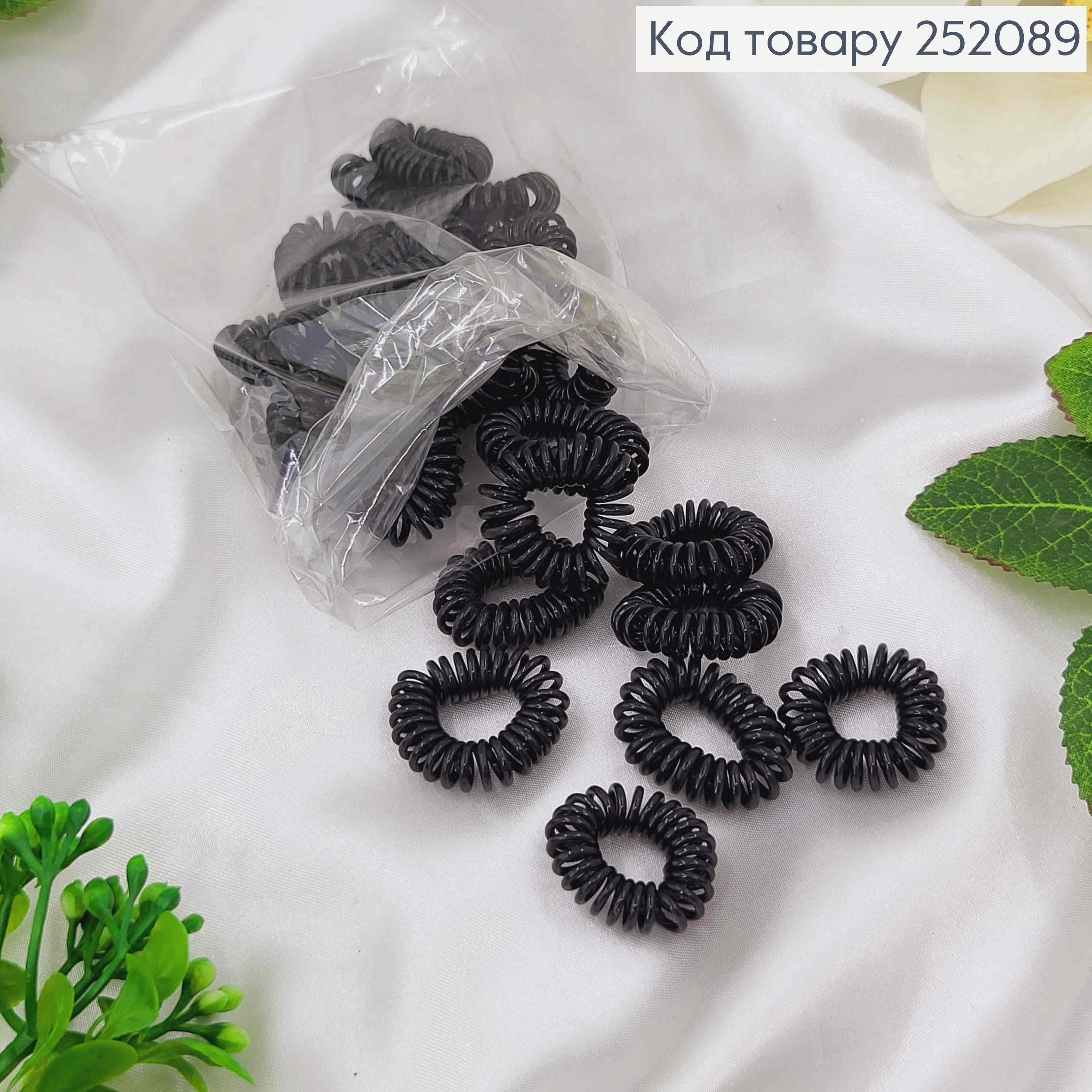 Резинка пружинка, 2,5см, глянцева чорна 252089 фото 2